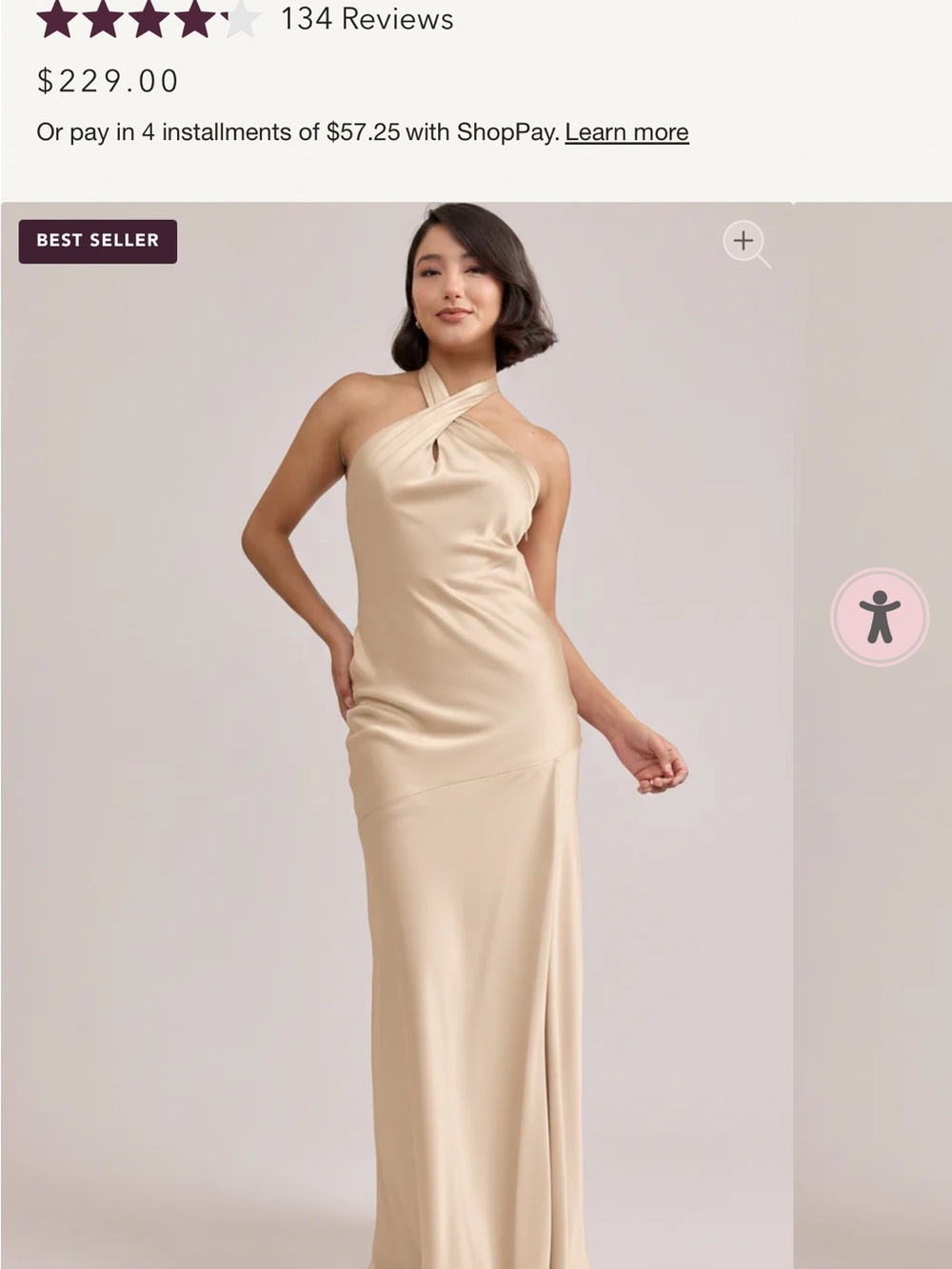 Revelry Athena Criss Cross halter Satin Gown